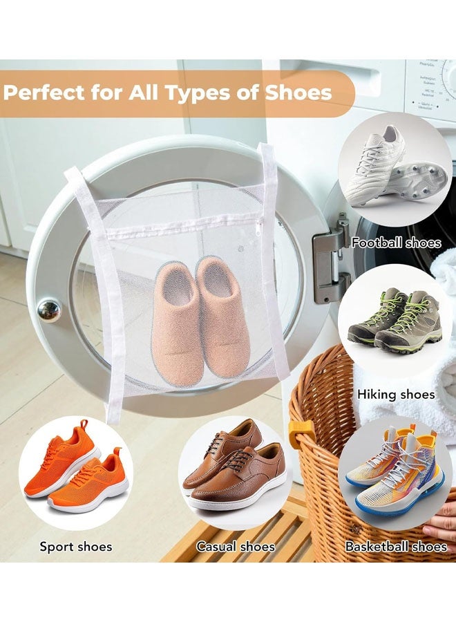 2 Pack Sneaker Dryer Bag 15.7x15.7 Inch Dry Net Bag For Dryer With Zipper And Strap For Shoes, White Large HoneyComber Mesh Bags For Washing Machine - Image 4